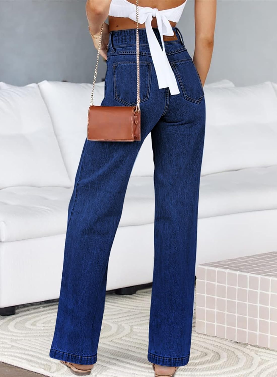 Women's Jeans High Waisted Straight Leg Stretchy Jeans Trendy Loose Wide Leg Denim Pants with Pockets - Image 2